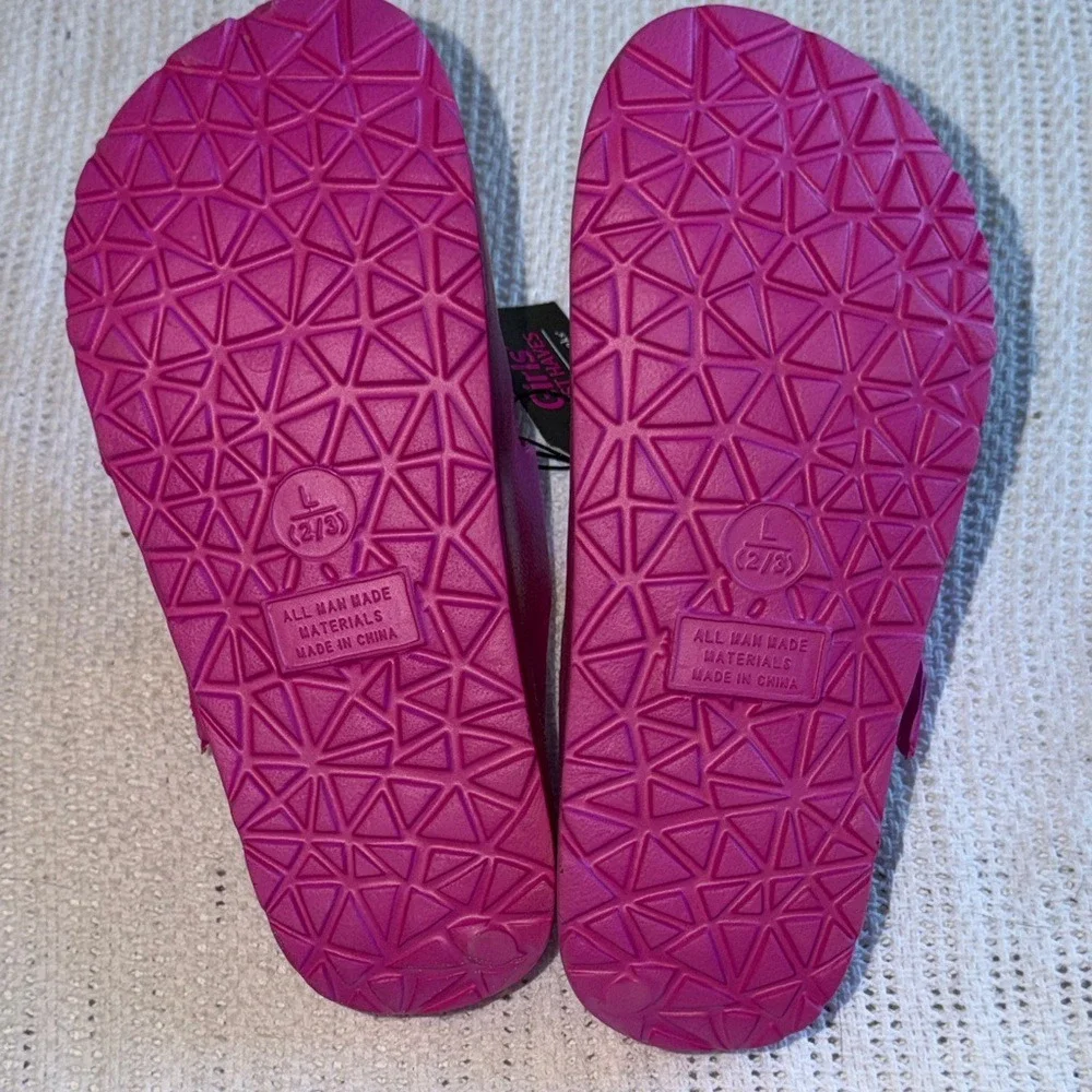 Bobbie Brooks Girls Pink EVA Double Buckle Slide Sandals Size L 2/3 New